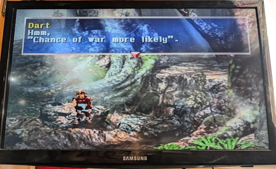 Legend of Dragoon sur la console terminée. Même scène, aucune interférence.